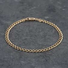 Pre-Owned 9ct Yellow Gold Flat 7.5 Inch Curb Chain Bracelet 41281550