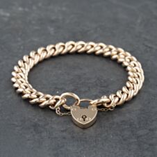 Pre-Owned Vintage Rose Gold Padlock & Safety Chain 7 Inch Curb Chain Bracelet 41281561