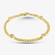 Pre-Owned 18ct Yellow Gold Diamond Set 7.5 Inch Curb Bracelet 41281592