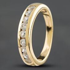 Pre-Owned 9ct Yellow Gold Cubic Zirconia Nine Stone Half Eternity Ring 41295814