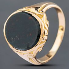 Pre-Owned Vintage 9ct Yellow Gold Bloodstone Oval Signet Ring 41341370