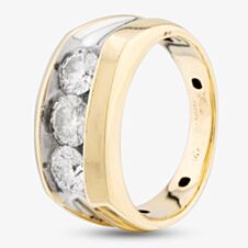 Pre-Owned 14ct Two Colour Gold 1.76ct Brilliant Cut Diamond Three Stone Signet Ring 41341439