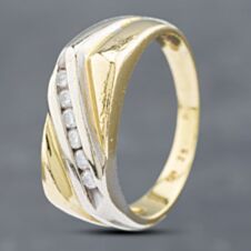 Pre-Owned 18ct Two Colour Gold Diamond Oblong Channel Set Signet Ring 41341713