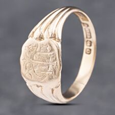 Pre-Owned Vintage 9ct Rose Gold Shield Signet Ring 41341748