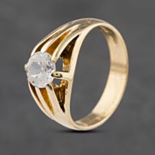 Pre-Owned Vintage 9ct Yellow Gold Cubic Zirconia Signet Ring 41341913