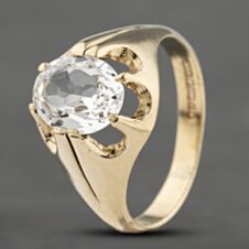 Pre-Owned 9ct Yellow Gold Cubic Zirconia Oval Single Stone Signet Ring 41342018