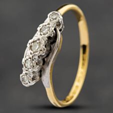 Pre-Owned Vintage Two Colour Gold Diamond Cross Over Five Stone Ring 41381284
