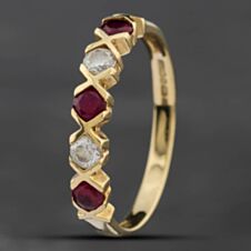 Pre-Owned 14ct Yellow Gold Synthetic Stone & Cubic Zirconia Half Eternity Ring 41381907