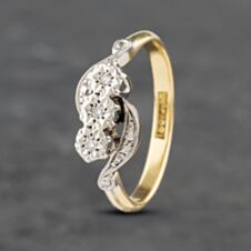 Pre-Owned Vintage Yellow Gold 0.03ct Brilliant Cut Diamond Twist Three Stone Ring 41382813