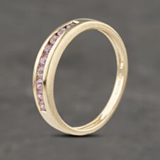 Pre-Owned 9ct Yellow Gold Pink Topaz Half Eternity Ring 41382993