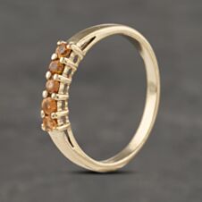 Pre-Owned 9ct Yellow Gold Orange Topaz Five Stone Ring 41382996
