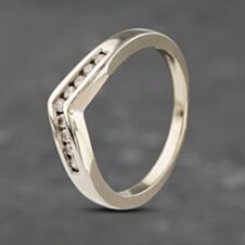 Pre-Owned 9ct White Gold 0.15ct Diamond Half Wishbone Ring 41383058