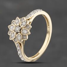 Pre-Owned 9ct Yellow Gold 0.25ct Diamond Cluster Ring 41383219