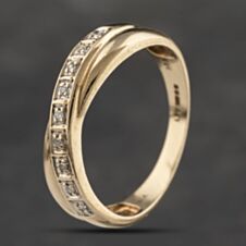Pre-Owned 9ct Yellow Gold 0.10ct Diamond Crossover Ring 41383247