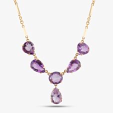 Pre-Owned 18ct Yellow Gold Amethyst Pendant & 16 Inch Trace Chain 4139405