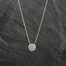 Pre-Owned 18ct White Gold Brilliant Cut Diamond Cluster Pendant & 18 Inch Spiga Chain 4139498