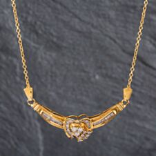 Pre-Owned 9ct Yellow Gold Diamond Collarette Pendant & 16 Inch Trace Chain 4139701