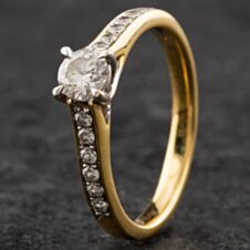 Pre-Owned 18ct Yellow Gold 0.36ct Brilliant Cut Diamond Shoulder Set Solitaire Ring 4148065