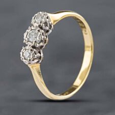 Pre-Owned Vintage Yellow Gold Brilliant Cut Diamond Three Stone Ring 41481249