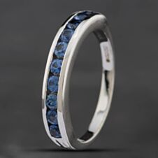 Pre-Owned 18ct White Gold Blue Topaz Half Eternity Ring 41481430