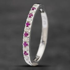 Pre-Owned 9ct White Gold 0.14ct Ruby & 0.15ct Diamond Half Eternity Ring 41481490