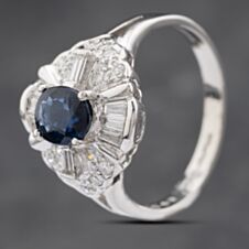 Pre-Owned Platinum Sapphire & Diamond Multi-Stone Cluster Ring 41481634