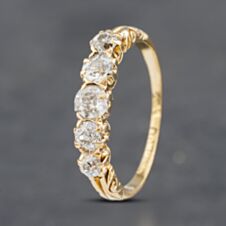 Pre-Owned Vintage Yellow Gold 0.78ct Brilliant Cut Diamond Five Stone Half Eternity Ring 41481854