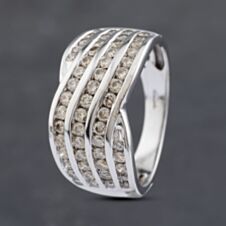 Pre-Owned 9ct White Gold 1.00ct Brilliant Cut Diamond Twist Four Row Ring 41481920