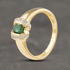 Pre-Owned 18ct Yellow Gold Emerald & Diamond Dress Ring 41481934