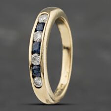 Pre-Owned 18ct Yellow Gold Sapphire & 0.28ct Diamond Channel Set Half Eternity Ring 41482107