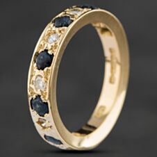 Pre-Owned 9ct Yellow Gold Sapphire & Brilliant Cut Diamond Three Quarter Eternity Ring 4148395