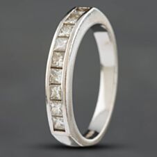 Pre-Owned 18ct White Gold 0.60ct Princess Cut Diamond Half Eternity Ring 4148581129