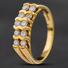 Pre-Owned 18ct Yellow Gold 0.60ct Brilliant Cut Diamond Two Row Ring 4148893