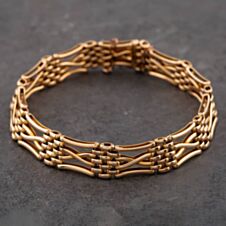Pre-Owned 9ct Yellow Gold Three Bar 7.5 Inch Gate Bracelet 41531019