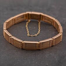 Pre-Owned 9ct Rose Gold Seven Bar 7 Inch Gate Bracelet 41531029