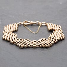 Pre-Owned 9ct Rose Gold 7.5 Inch Panther Gate Bracelet 41531067