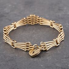 Pre-Owned 9ct Yellow Gold Fan Design 5 Bar 7.5 Inch Gate Bracelet 41531073