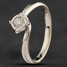 Pre-Owned 9ct White Gold 0.17ct Brilliant Cut Diamond Twist Solitaire Ring 4167777