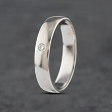 Pre-Owned 14ct White Gold Brilliant Cut Diamond Set Court Shape Matt Textured 5mm Wedding Ring 41871357