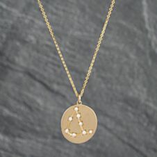 Pre-Owned 14ct Yellow Gold 0.15ct Brilliant Cut Diamond Capricorn Round Pendant & 16 Inch Trace Chain 42141003
