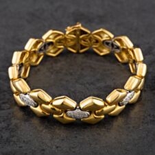 Pre-Owned 18ct Two Colour Gold 1.00ct Brilliant Cut Diamond Pave Set Fancy 7 Inch Bracelet 4307043