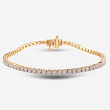Pre-Owned 14ct Yellow Gold 2.50ct Brilliant Cut Diamond 7.5 Inch Tennis Bracelet 4307111
