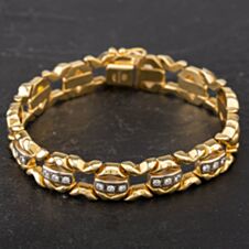Pre-Owned 18ct Two Colour Gold 7 Inch Diamond Set Bracelet 4307112