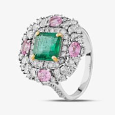 Pre-Owned 18ct White Gold Multi Stone & 0.78ct Diamond Large Cluster Ring 4309155229