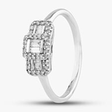 Pre-Owned 9ct White Gold 0.20ct Diamond Trilogy Cluster Ring 431202348