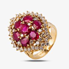 Pre-Owned 14ct Yellow Gold 2.63ct Ruby & 1.00ct Diamond Cluster Ring 4312025