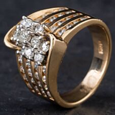 Pre-Owned 14ct Yellow Gold Brilliant Cut Diamond Fancy Cluster Ring 4312028