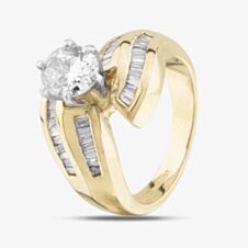 Pre-Owned 14ct Yellow Gold Certificated 1.09ct Diamond Twist Shoulder Set Solitaire Ring 43121038