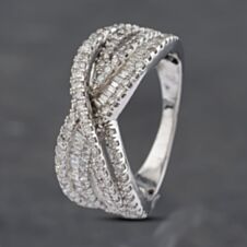 Pre-Owned 9ct White Gold 1.00ct Diamond Crossover Ring 43121200