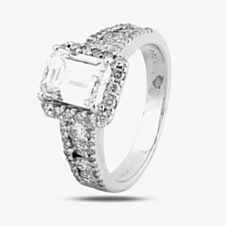 Pre-Owned 14ct White Gold 2.04ct Emerald Cut Diamond Cluster Ring 4312313